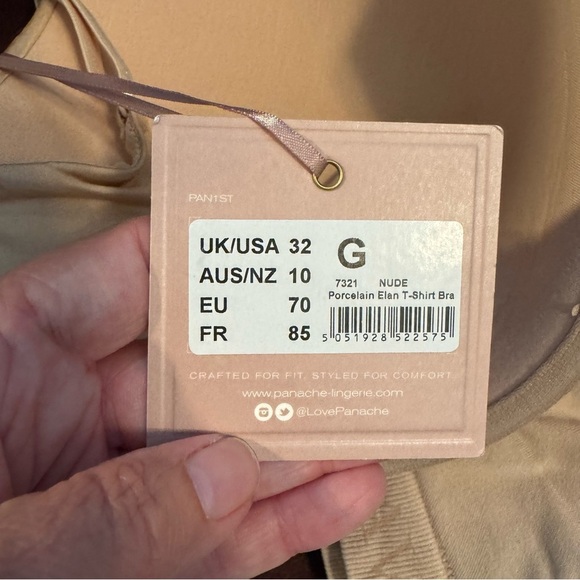 Panache Porcelain Elan  Plunge Bra nude tan underwire sz 32G NWT - Picture 6 of 7